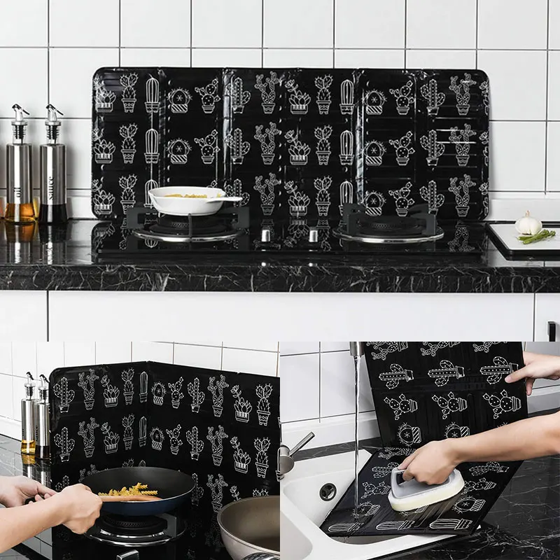 Kitchen Aluminum Foil Frying Pan Oil Splash Screen Block Gas Stove Anti Splatter Shield Guard Cooking Proof Baffle | Дом и сад
