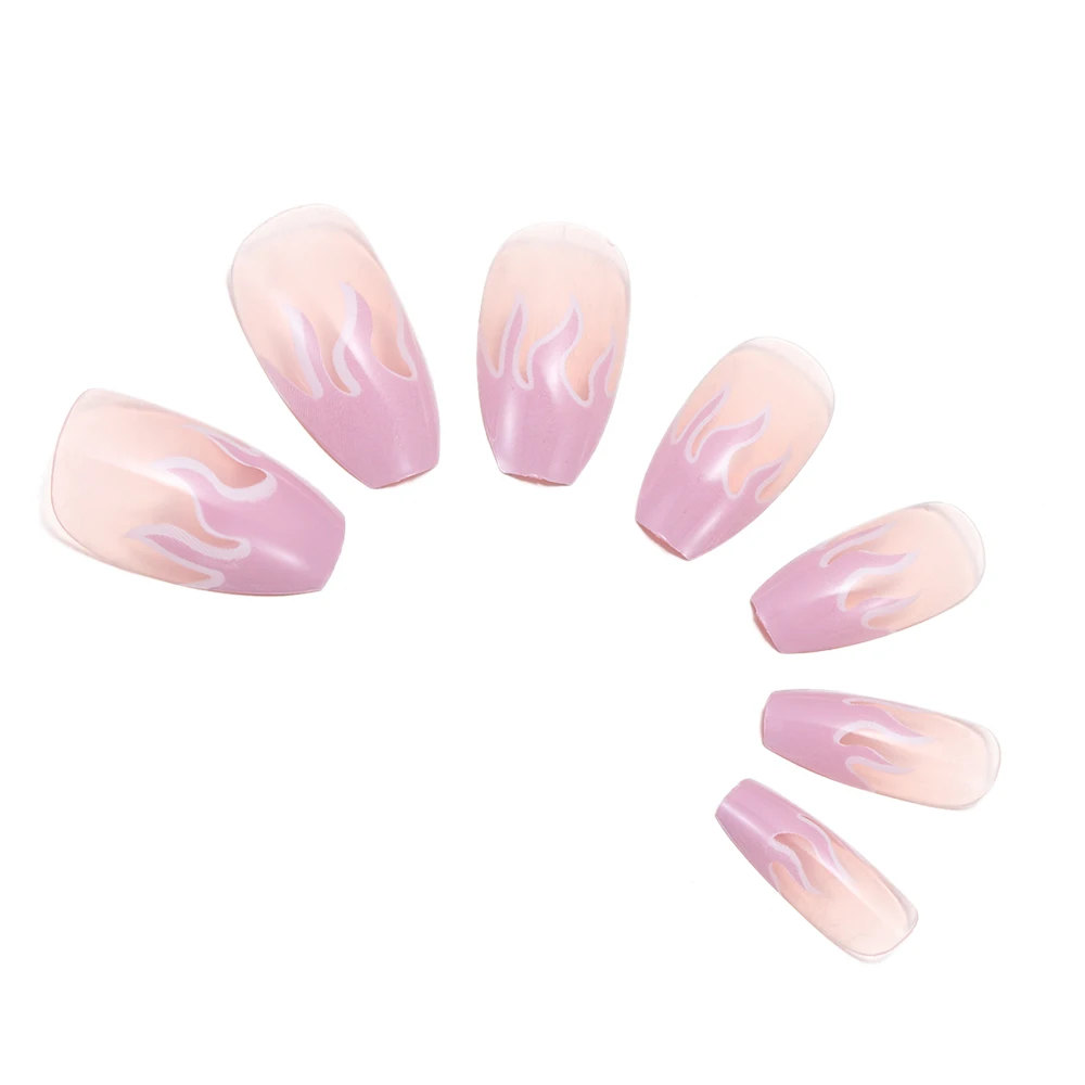 Горячая пламени квадрата накладные ногти голубого фиолетового огня европейские