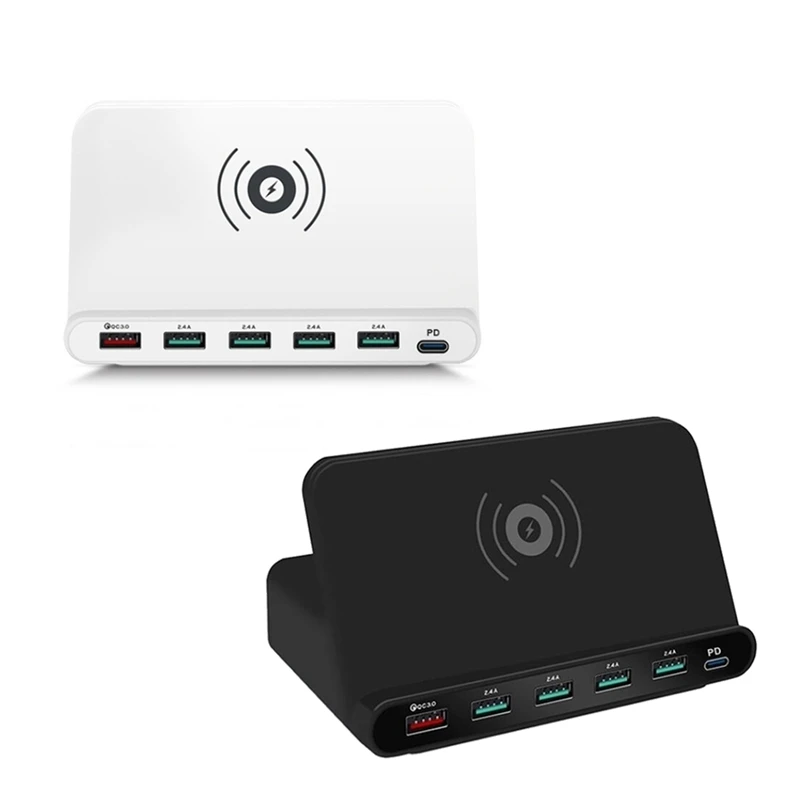 

Зарядное устройство с несколькими USB-портами, 60 Вт, быстрая зарядка, QC3.0, беспроводное зарядное устройство для Iphone 8, 11 Pro, для Samsung S20, европейск...