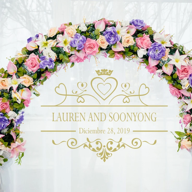 Наклейка на пол для свадьбы виниловая напольная наклейка с монограммой