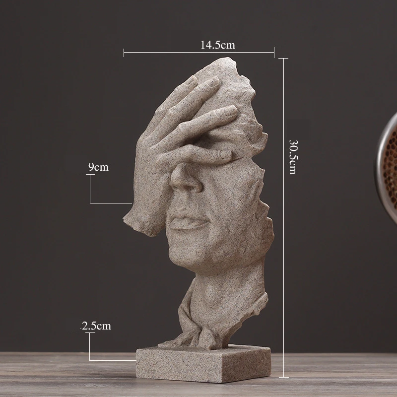 Статуи 32 см из смолы Тихая Золотая маска статуя абстрактные украшения статуэтки