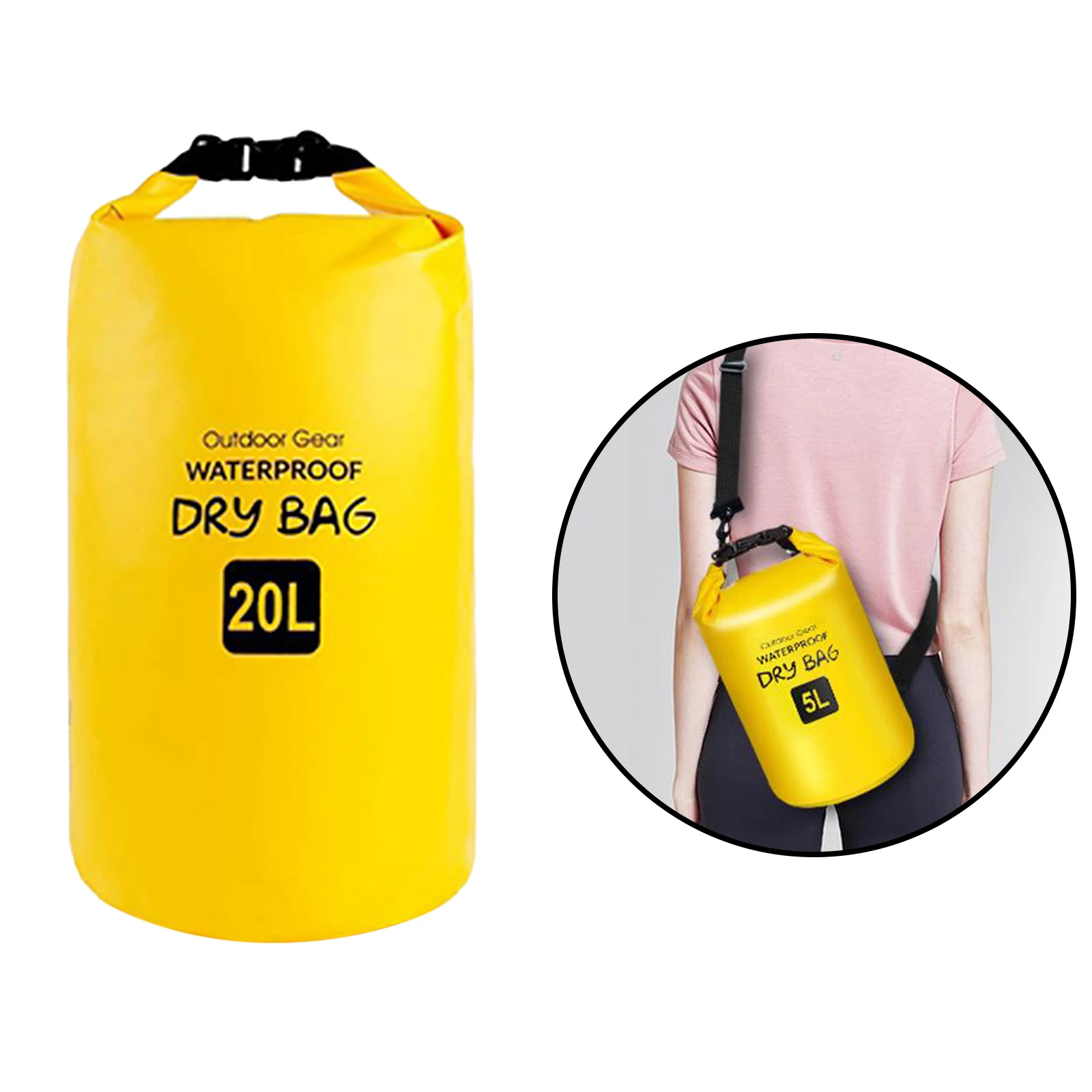 

5L 10L 20L PVC Kayak Fishing Camping Waterproof Dry Bag Leakproof Roll Top Sack
