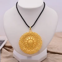 24k nation gold color guard big necklace pendant for man womengirls jewelry with round sun ethiopian africaarabiamiddle east