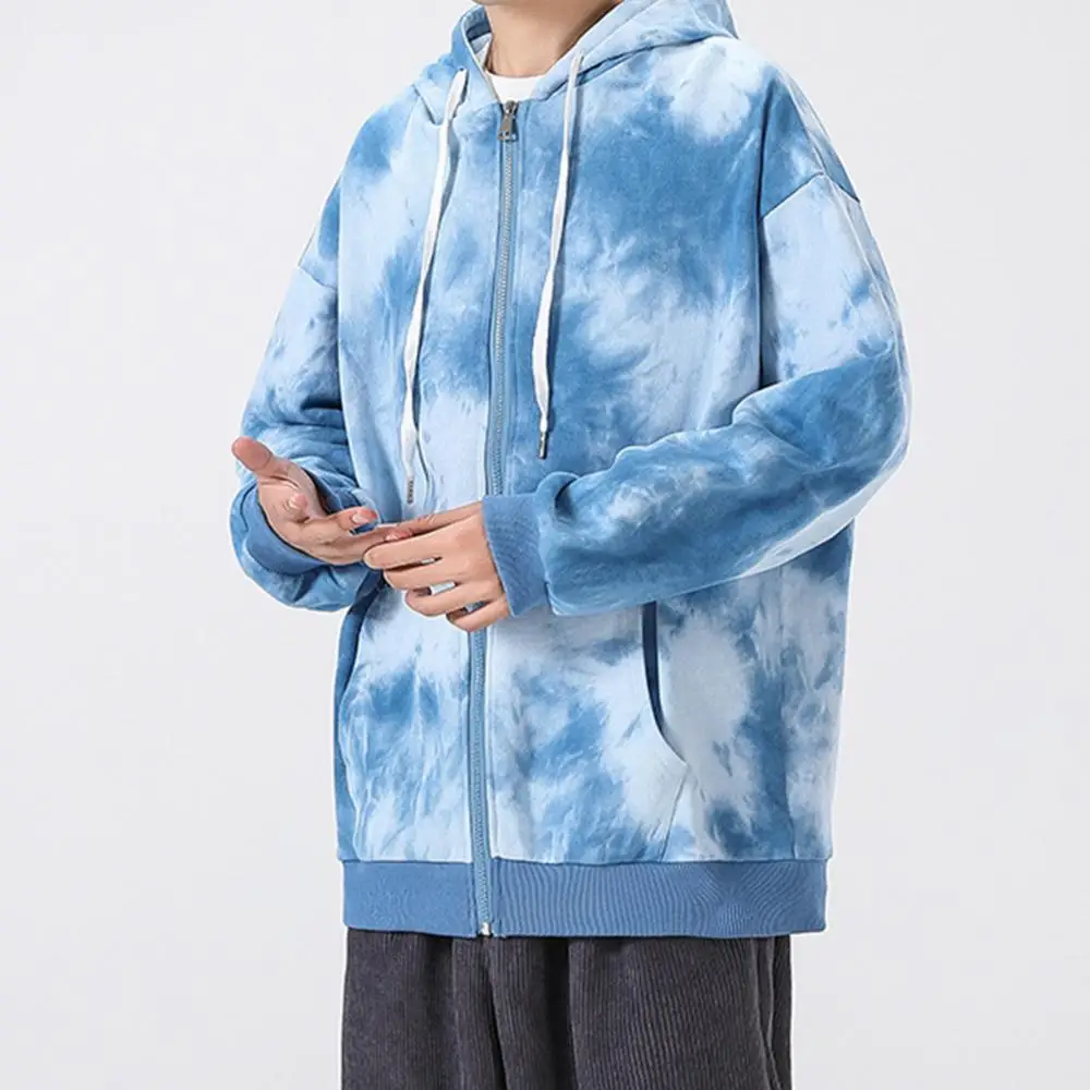 

Fashion Men Women Long Sleeve Tie Dye Zip Closure Sweatshirt Hoodie Hooded Coat