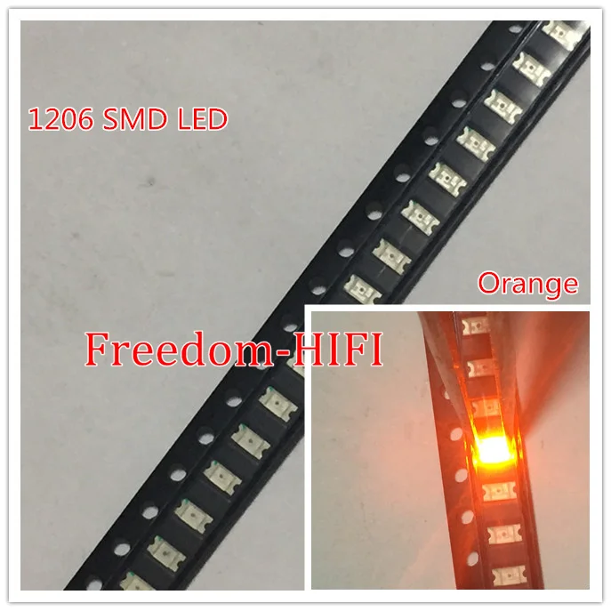 2000 шт Оранжевый/янтарный 1206 SMD SMT супер яркий светодиодный светильник высокого