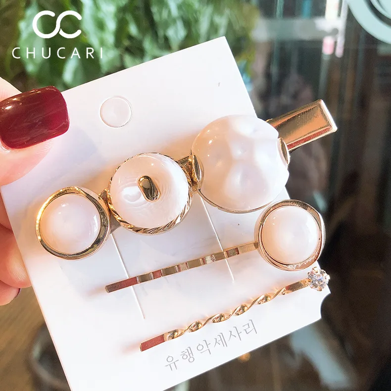 FGHGF Новинка 3 шт./компл. металлическая заколка для волос с красным жемчугом