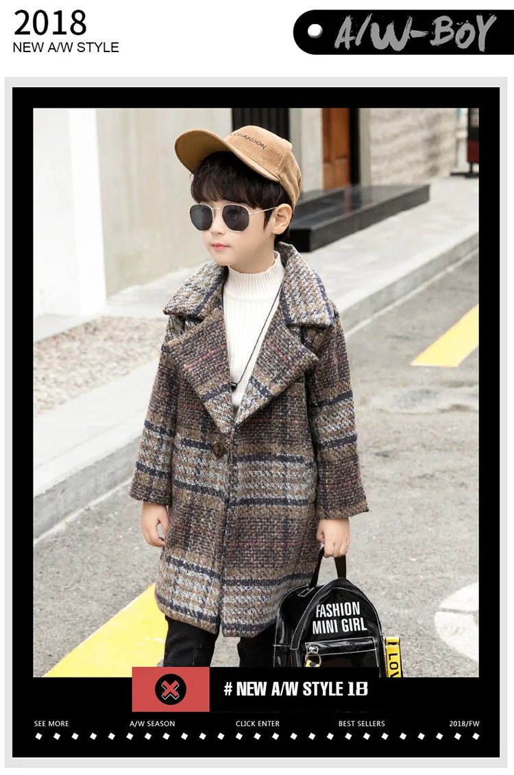 Winter Jackets Boys Solid Woolen Double-breasted Baby Boy Trench Coat Lapel 3 4 5 6 7 Y Kids Outerwear Coats For Boy Windbreaker