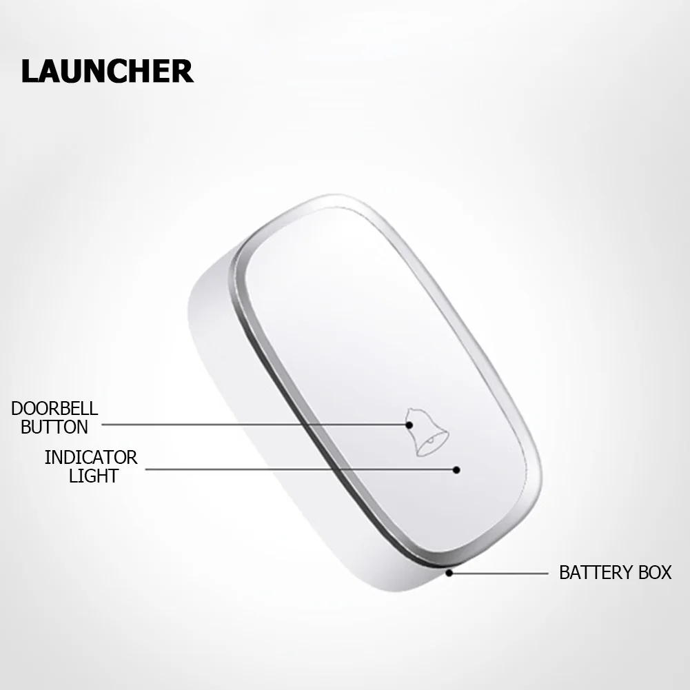 

Smart Wireless Doorbell with 1 Transmitter 2 Receivers LED Flash Home Cordless Smart Door Bell Home Cordless Door Chime