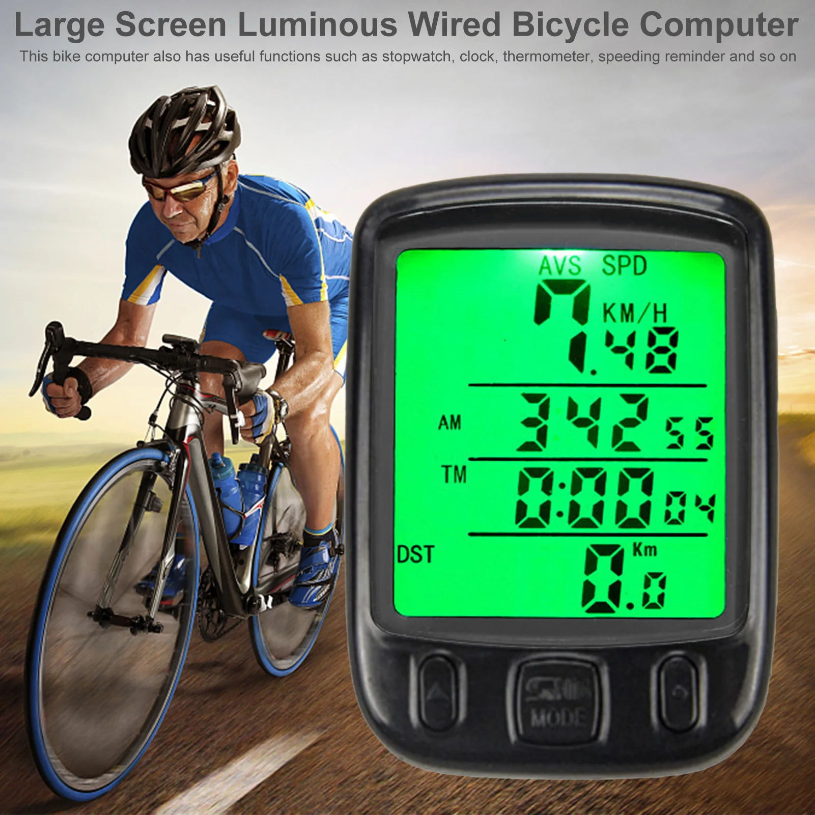 

Bicycle computer large screen waterproof luminous speedometer mountain road multi-purpose bicycle speedometer #W