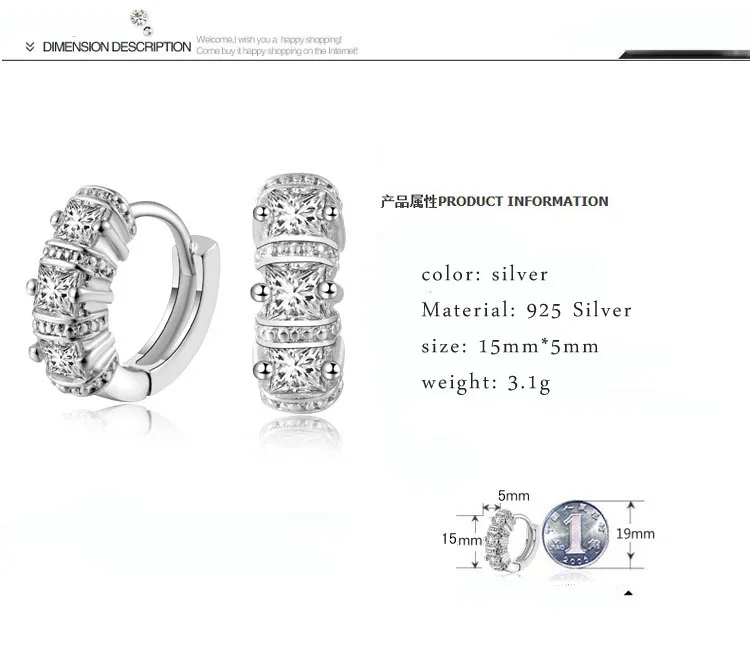 Модные серебряные серьги-гвоздики ювелирные изделия роскошные пряжки стразы AAA