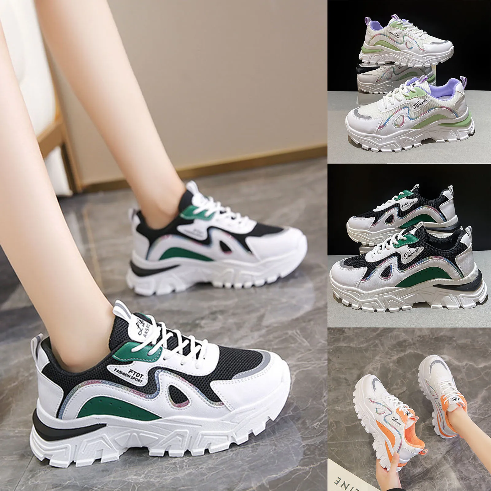 Женские кроссовки однотонная обувь с сетчатым верхом трендовая Повседневная