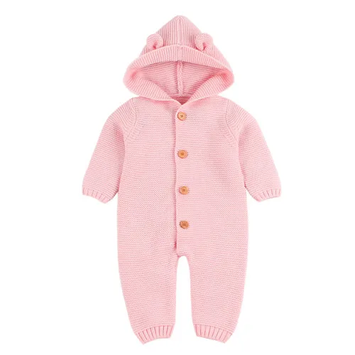 pink 03 Детские трикотажные Комбинезоны Для Носки с рисунком медведя из мультика вязаный зимний и осенний свитер для новорожденных мальчиков комбинезоны одежда зимняя одежда с длинными рукавами для малышей в стиле «Человек-паук» Детский свитер детская одежда Наименование товара - Цвет: pink 03