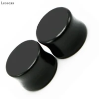 leosoxs 2pcs new black solid ear expander stone ear expander human body piercing profile rod ear tunnel hot sale