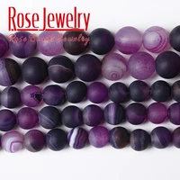 wholesale matte natural stone purple stripes agates onyx beads 4681012 mm diy spacer loose beads for jewelry making bracelet