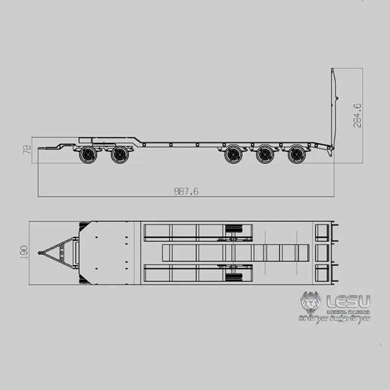 Металлический прицеп для грузовика LESU TAMIYA 1/14 RC|Радиоуправляемые грузовики| |