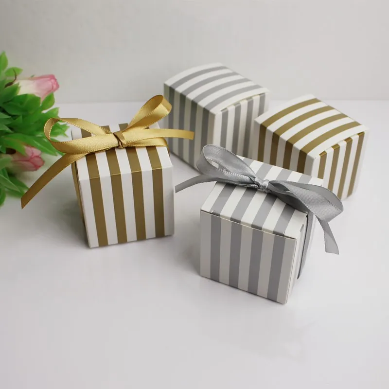 Золотая Полоса детский душ Крещение коробочка для конфет на вечеринку