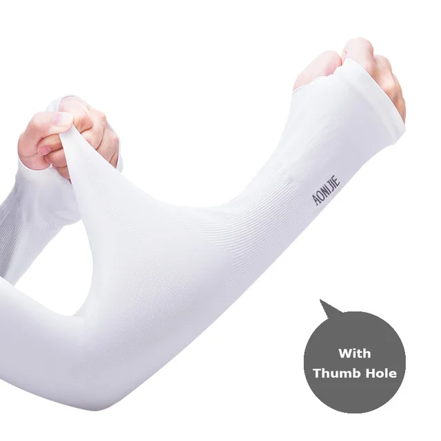 White 2 AONIJIE, 1 пара, гетры для рук, летние, солнцезащитные, с манжетами, на рукавах, для спорта, пешего туризма, с защитой от ультрафиолета, гетры для рук, перчатки для бега, рукава для рук - Цвет: White 2