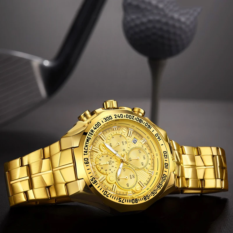 WWOOR 2021 Fashion Military Mens Watches Top Brand Luxury Gold Quartz Watch Mens Waterproof Sports Chronograph Relogio Masculino