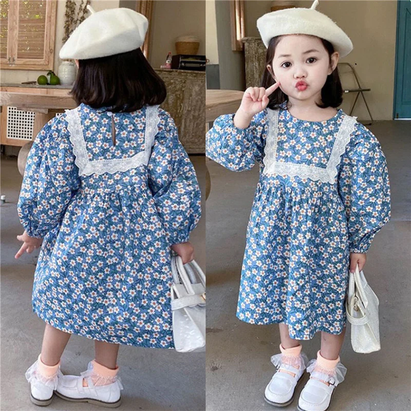 

Платье для девочек, детское платье, модель 2021 года, синее, весенне-осеннее, утепленное, одежда для маленьких принцесс, повседневная верхняя о...