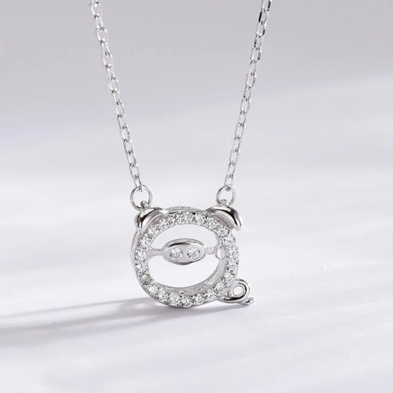 2019 Новогодняя Подарочная цепочка со Свинкой серебряное розовое золото 925 пробы