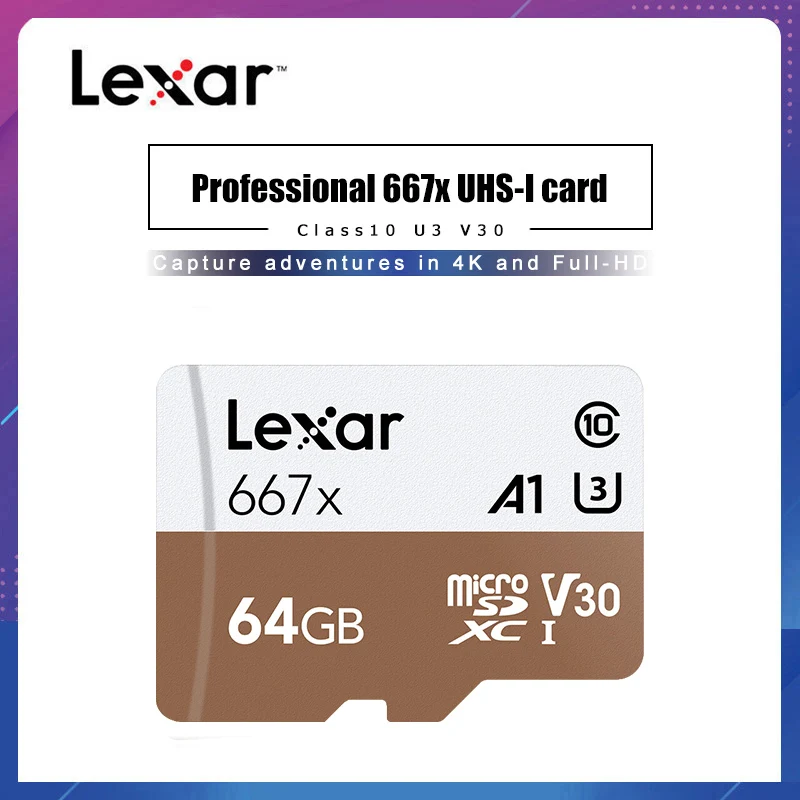 

Новинка 2019, профессиональная карта памяти Lexar 667x, micro SDXC, карта памяти SD, 64 ГБ, 128 ГБ, 256 ГБ, U3, V30, A2, 100 дюйма, флэш-карта памяти 90