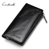 contacts 2021 new classical genuine leather wallets vintage style men wallet fashion brand purse card holder long clutch wallet