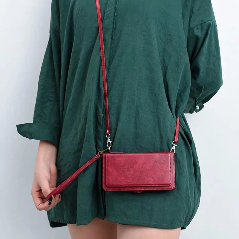 

Shoulder Strap Cord Magnet Flip Case For iPhone 11 Pro XS MAX 12 PRO MINI XR X 10 7 8 PLUS SE2020 Card Holder Book Wallet Cover