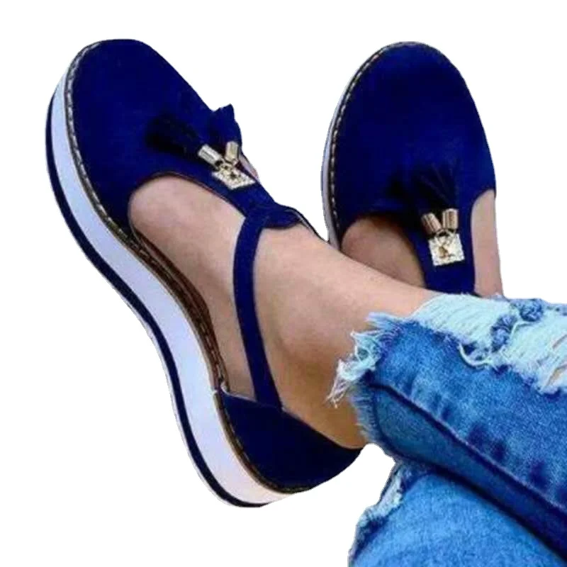

Sandals Women's Shoes 2021 New Summer Platform Shoes Retro Tassels Platform Buckle Ladies Sandals Outdoor Women Flat Shoes
