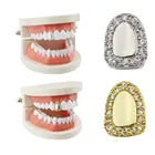 LuReen, модные золотые зубы, решетки для унисекс, с одним верхним зубом, зубные решетки для Хэллоуина, аксессуары для косплея украшения для зубов
