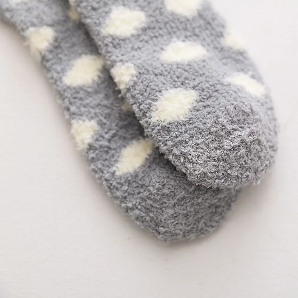 1 пара женские теплые носки для девочек хлопковые в горошек Разноцветные Милые