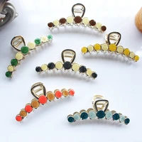 korean style temperament circle metal catch clip drip oil color alloy shark hairpin elegant female fashion hair claw jewelry