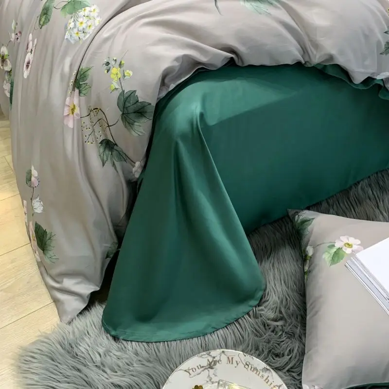 Комплект постельного белья из 4 предметов с тропическими растениями простынь