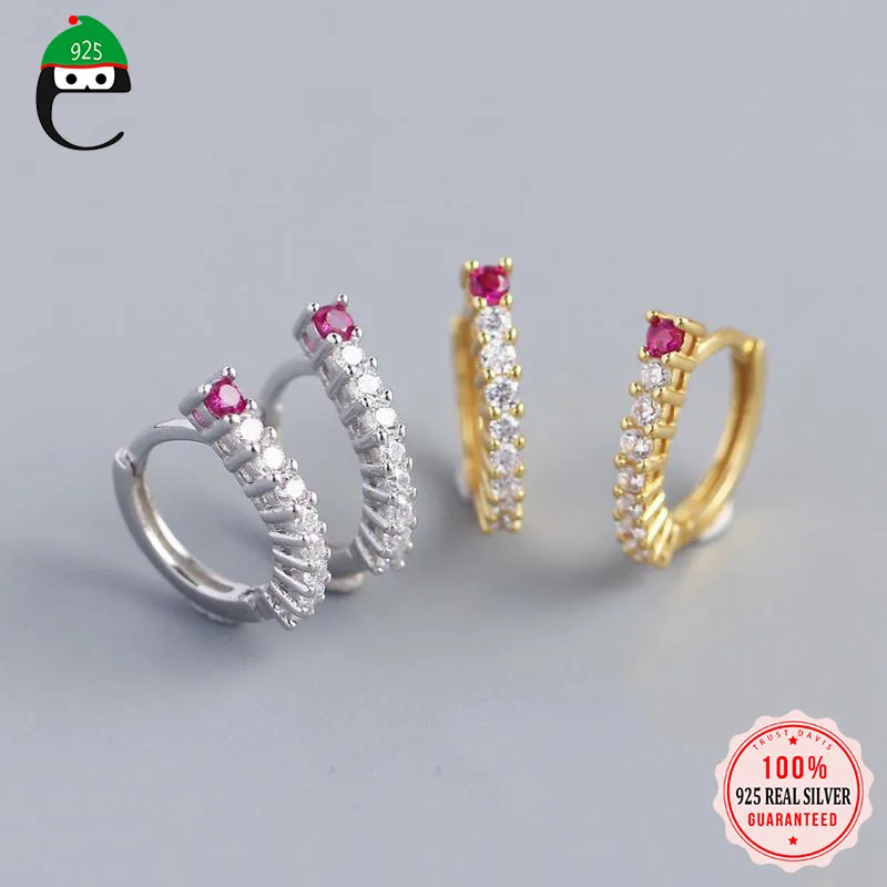 

ElfoPlataSi 925 Sterling Silver Fashion Sweet INS Round CZ Charm Hoop Earring Gift For Women Wedding Party S925 Jewelry DD1136