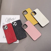 simple solid color leather hard shell protective cover anti fall phone cases coque for iphone 12 11 pro max xsmax xr xs 8 7 plus