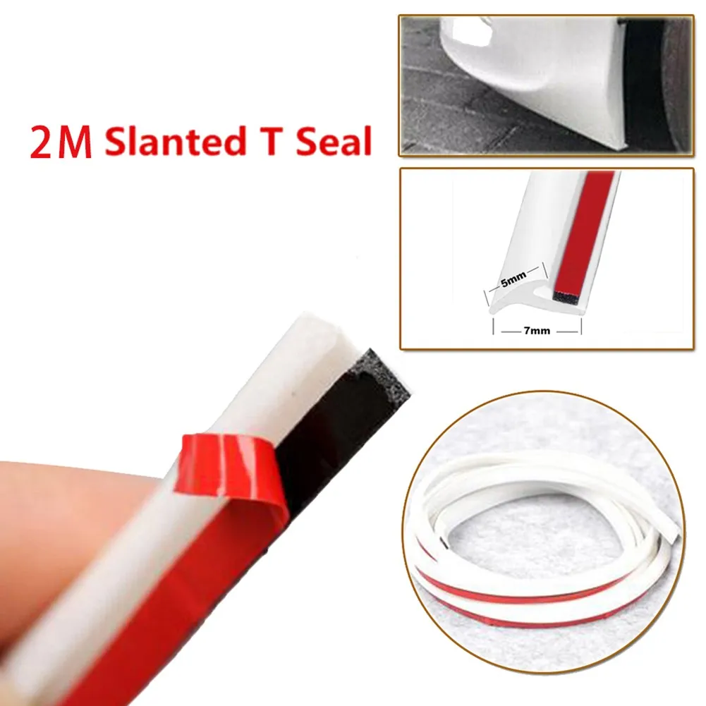 

2M T-Type Rubber Sealing Strip Grey/white/black For Car Edge Trim Bumper Lip Side Skirt 5MM*7MM Automotive Sealing Strip