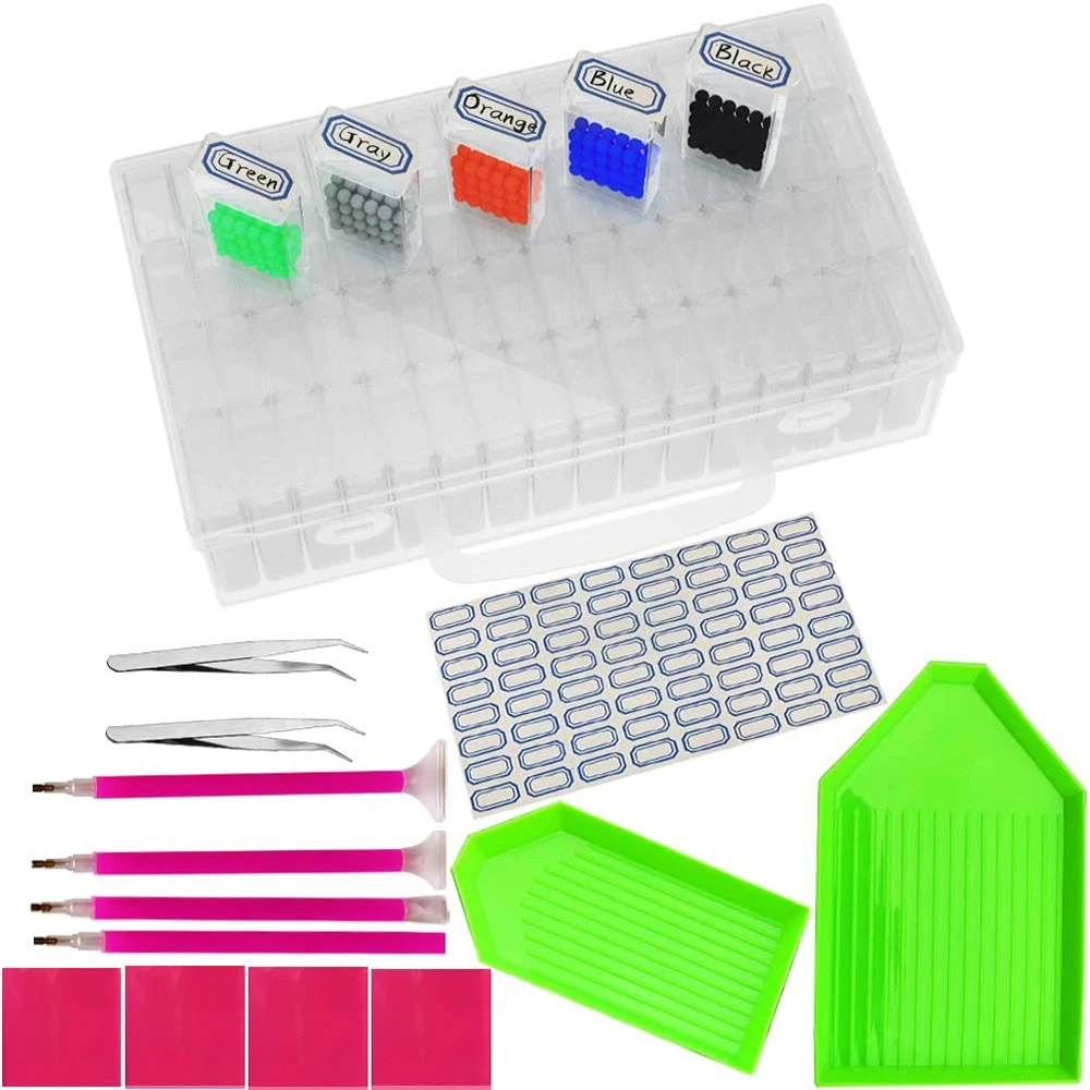 

64 Lattices Dismountable Diamond Embroidery Accessories Diamond Painting Boxes Cross Stitch Cases Storage Organizer Home Set