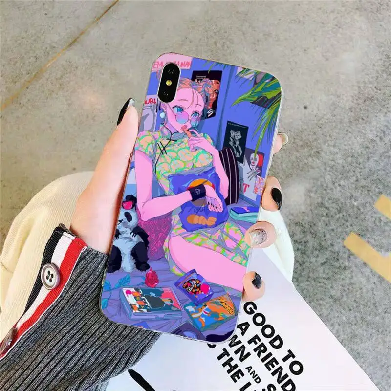 INS Kawaii чехол для телефона с изображением девушки из японского аниме iphone 13 8 7 6 6S Plus X