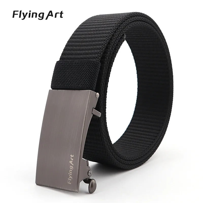 

Belts for Men Metal Automatic Buckle Imitation Nylon Belt Women's Jeans Eyeless Youth Leisure Canvas Belt