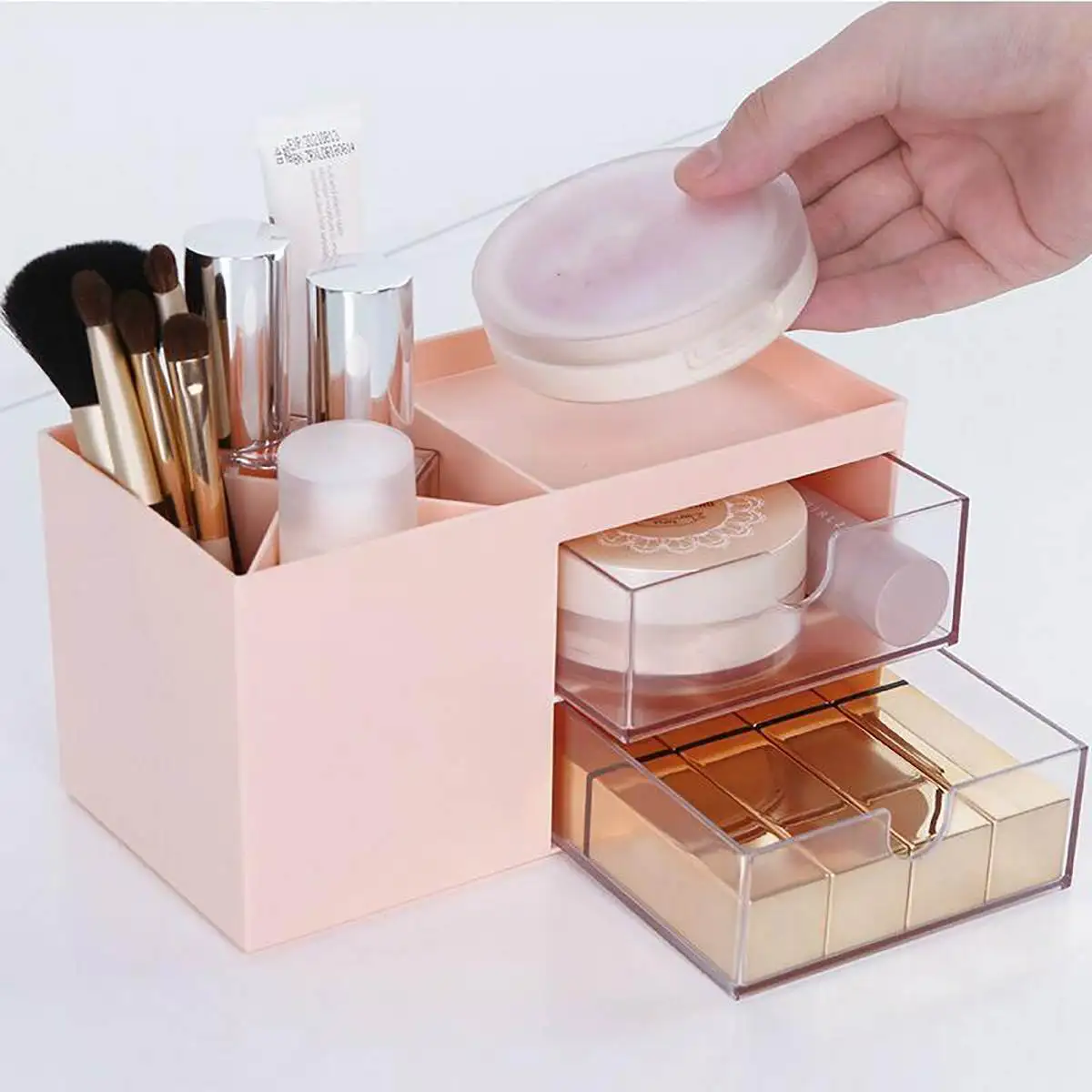 

Desktop Storage Box ABS Pencil Holder Cosmetic Storage Organizer Can Be Used in School Stationery Store Office Home Space Saving