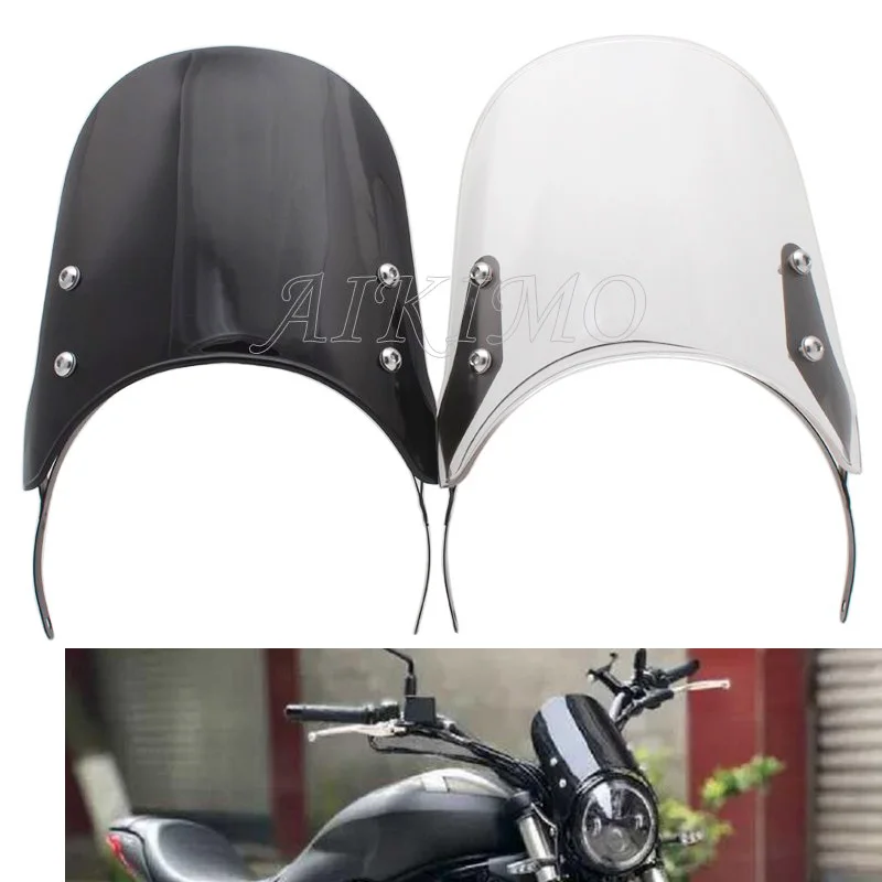 Deflector de viento ABS para motocicleta, Protector de Faro, carenado, parabrisas para Royal Enfield Classic, 500cc, color negro/transparente, 1 Juego