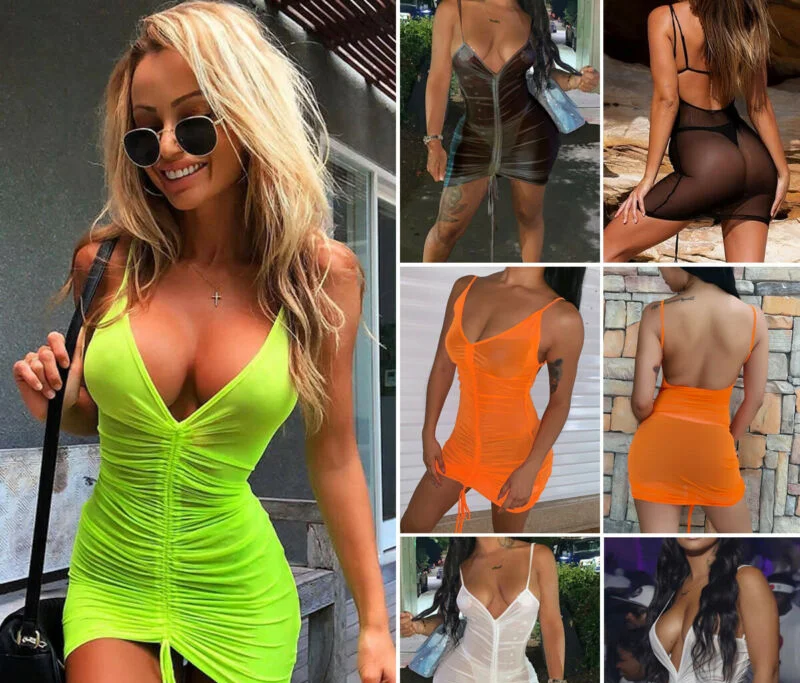 

Sexy Women Mesh Fishnet See-through Perspective Draped Drawstring Backless Bikini Cover Up Swimwear Beach Short Free shipping