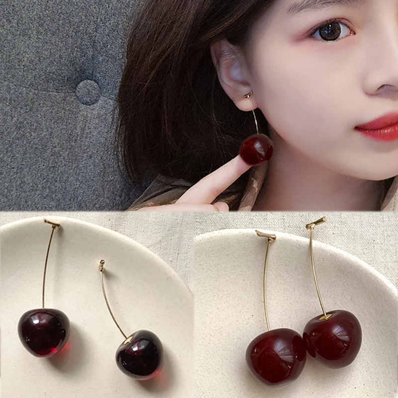 Серьги 1 пара 2020 Новое поступление милые уникальные имитация красной вишни