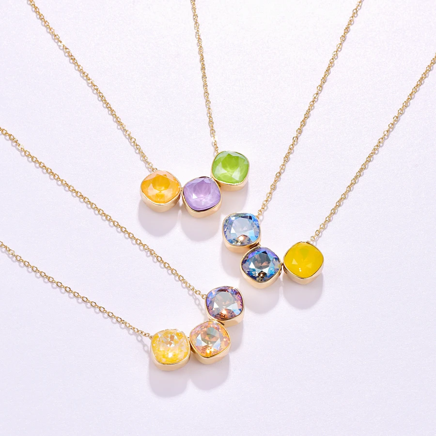 Женские ожерелья с кристаллами Swarovski модные разноцветными бусинами для