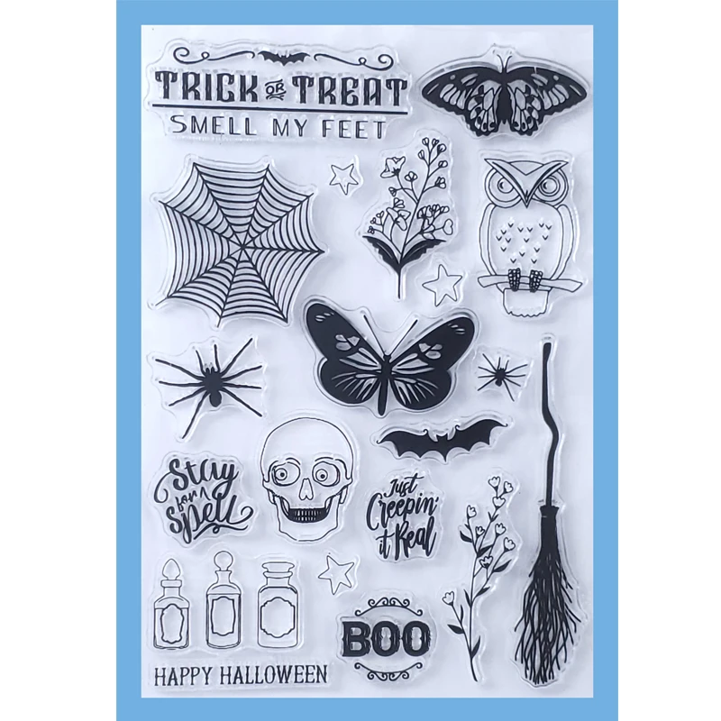 

ZATWBS Happy Halloween Clear Stamps For DIY Scrapbooking/Card Making/Album Decorative Rubber Stamp Crafts