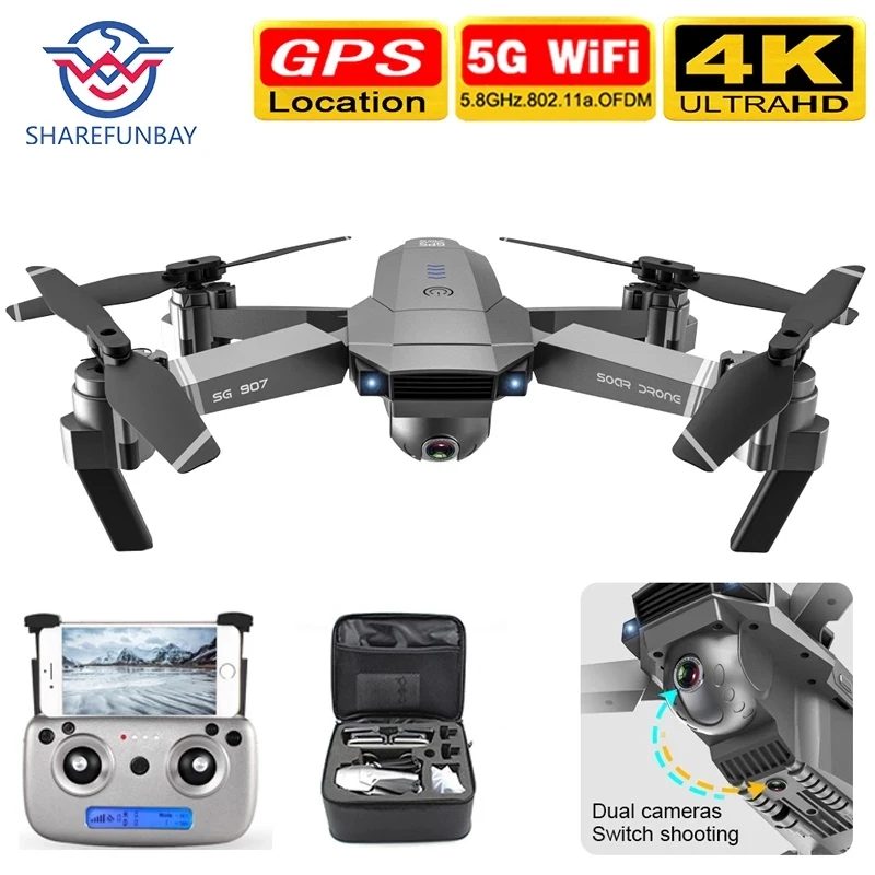 Беспилотный летательный аппарат SG907 GPS Дрон камера HD 4k 1080P 5G WI FI двойная