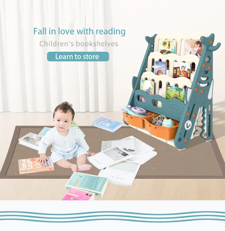 Cartoon Safety Plastic Bookcase Toy Storage Multi-layer Pict