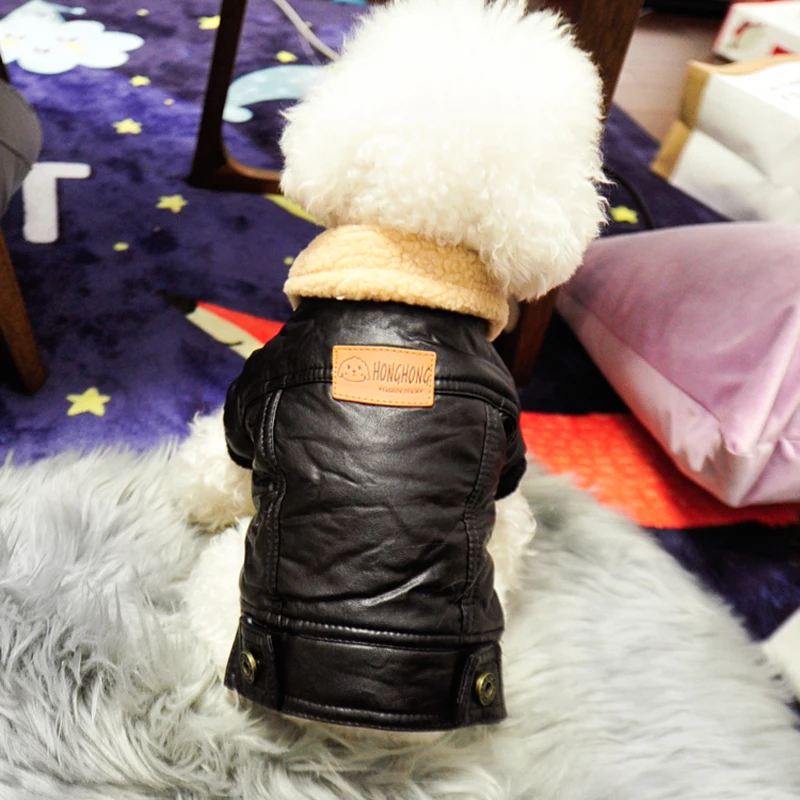 Кожаный зимний жилет куртка для домашнего питомца мягкие костюмы собак красного