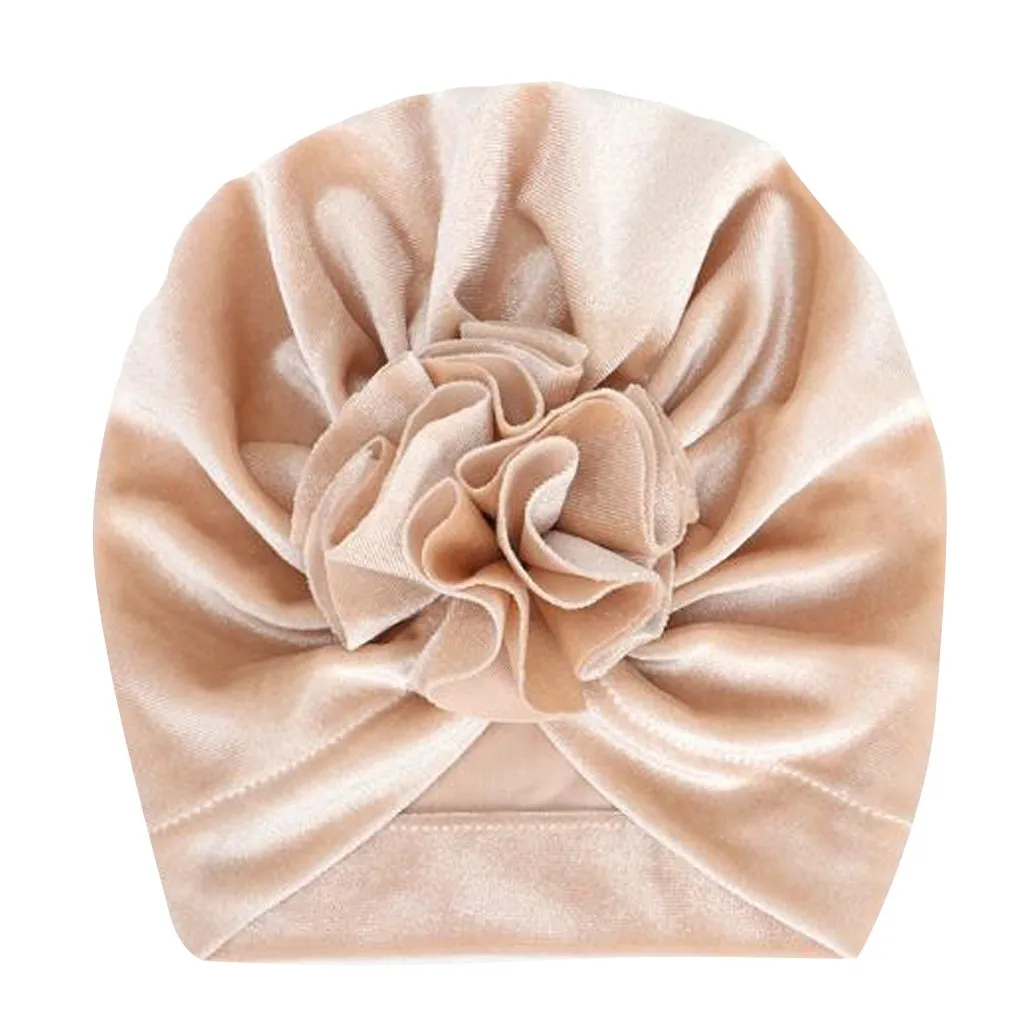 Милая Детская однотонная шляпа с цветком/(круглым узлом) модная бархатная шапка