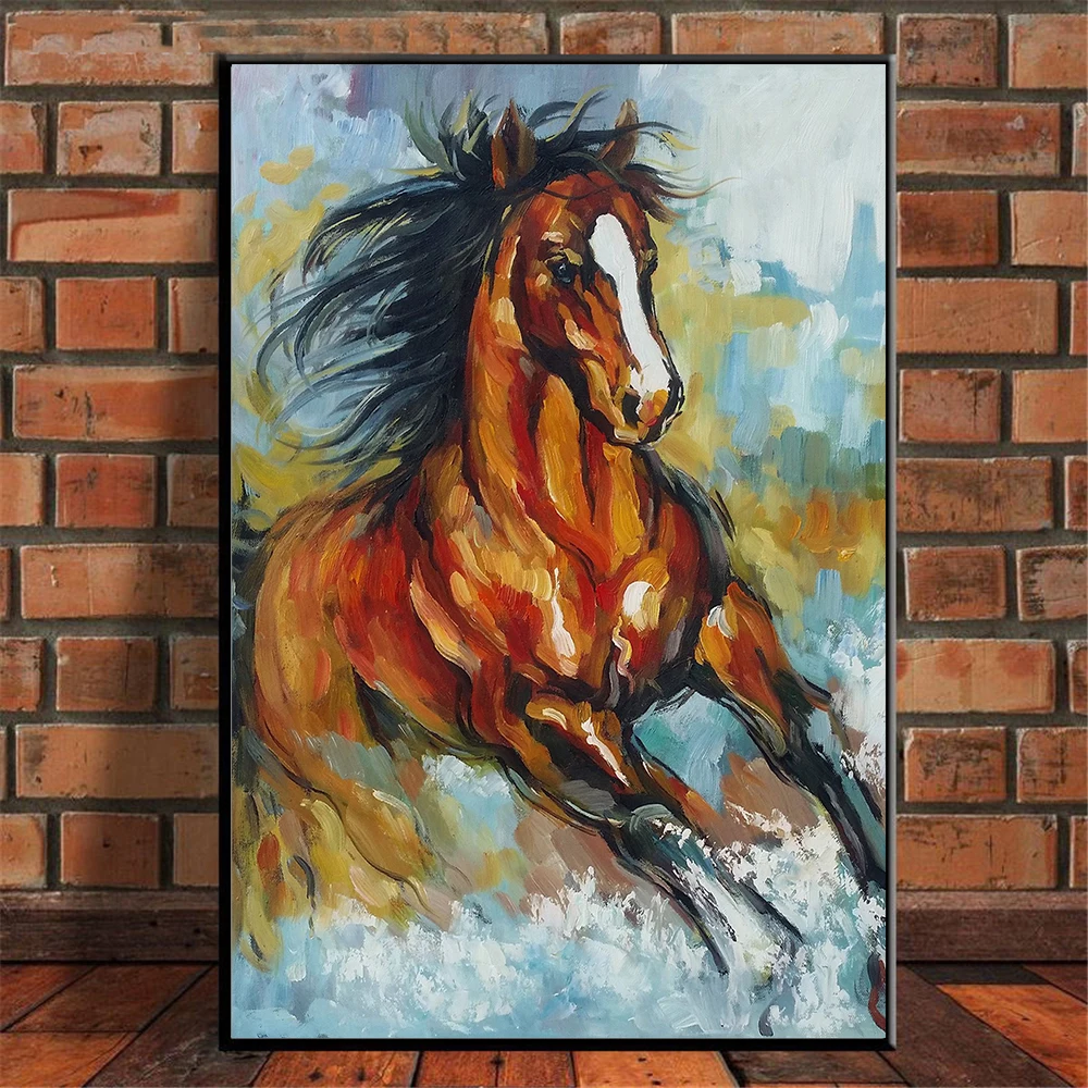 

Modern Posters and Prints Graffiti Running Horses Wall Art Canvas Painting Animal Pictures for Living Room Home Design Decor
