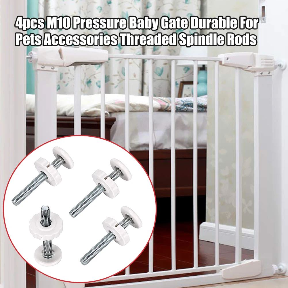 

4pcs M10 Pressure Baby Gate Threaded Spindle Rods Easy Install Replacement Parts Accessories Screw Bolts Adapter Hardware
